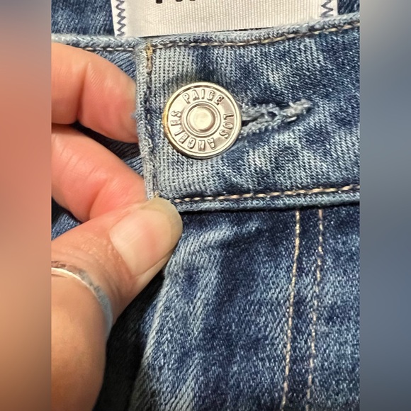 PAIGE Petite Cindy Crop Denim Straight Leg Jeans Medium Wash High Rise Classic - Picture 6 of 11